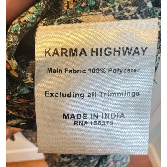 Karma Highway Sleeveless Boho Mini Dress OS Floral Beach Boho Hippie Pockets Tie - Picture 6 of 7